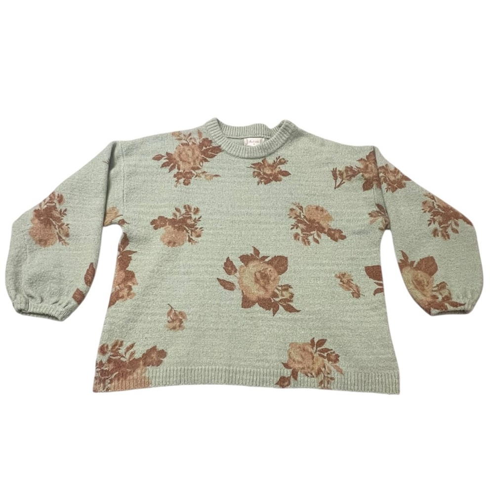 Altar'd State Floral Sweater - Cream and Brown M